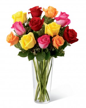 Time to Celebrate Rainbow Rose Bouquet - 12 Stems