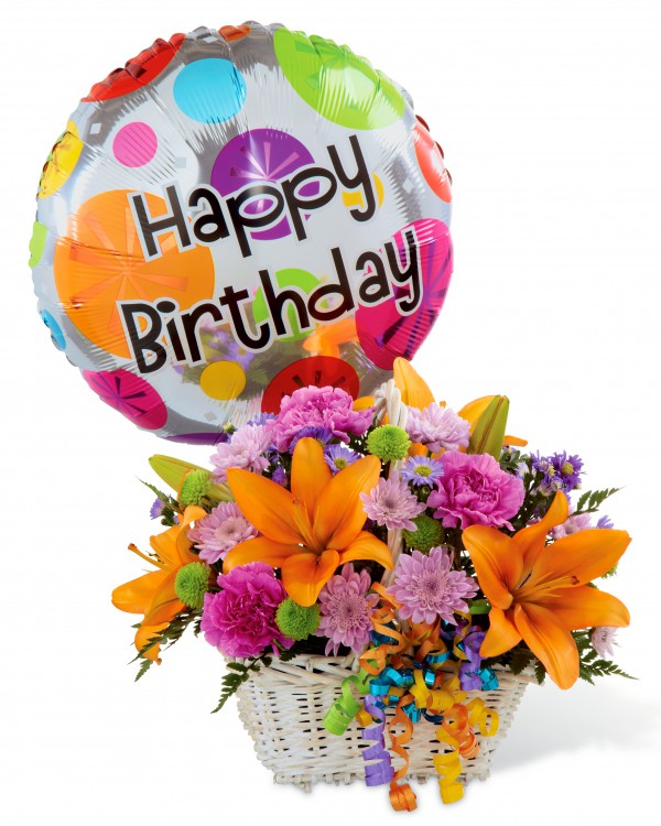 Happy Blooms Basket Birthday Flowers Today Flower Delivery